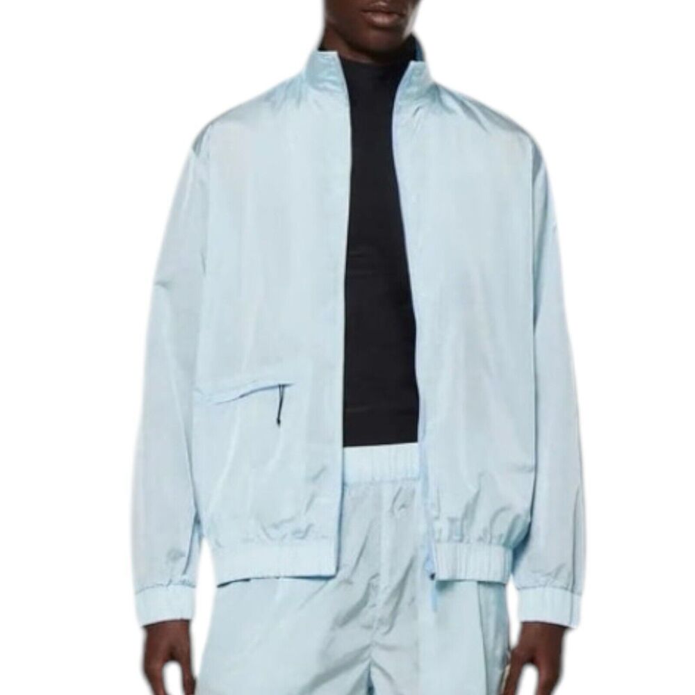 RAINS‎ Track Jacket Mens M Blue Lightweight Sky 18900 Interior Pockets Nylon Zip